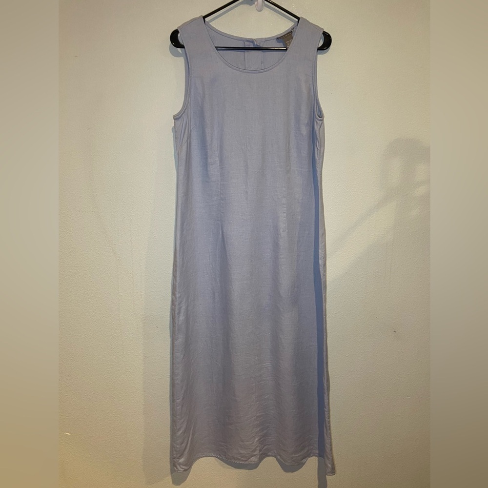 Kenar Light Periwinkle Linen Sheath Dress